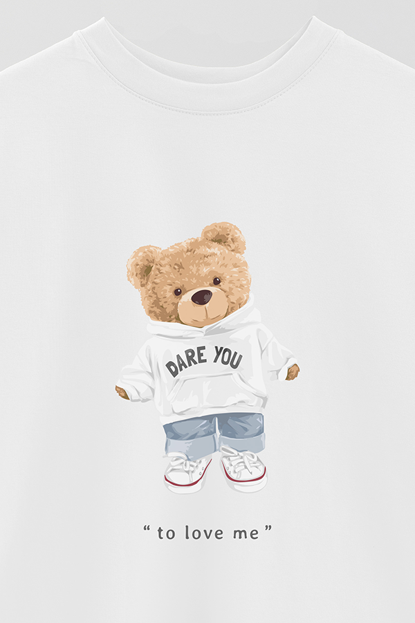 REMERA OVER ESTAMPADA UNISEX TEDDY DARE YOU