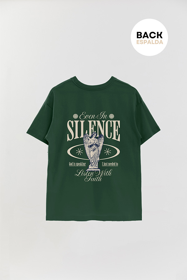 REMERA OVER ESTAMPADA UNISEX ESPALDA SILENCE