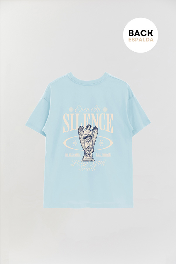 REMERA OVER ESTAMPADA UNISEX ESPALDA SILENCE
