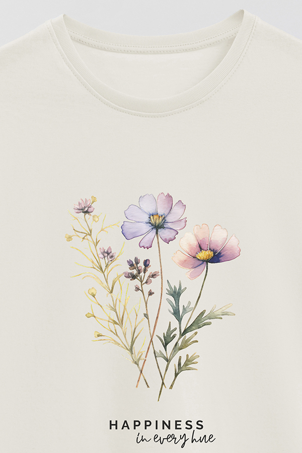 REMERA BASICA ESTAMPADA HAPPINESS IN EVERY HUE