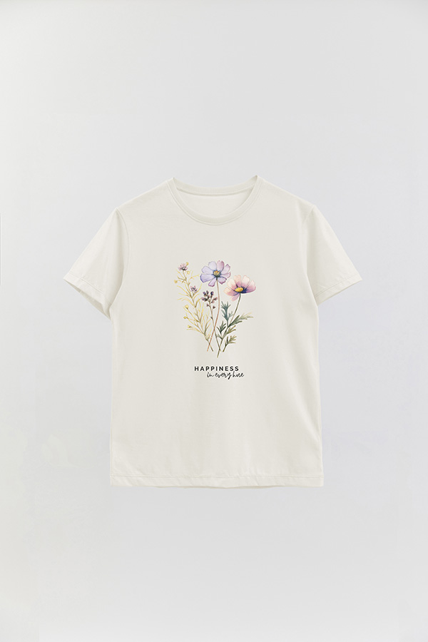 REMERA BASICA ESTAMPADA HAPPINESS IN EVERY HUE