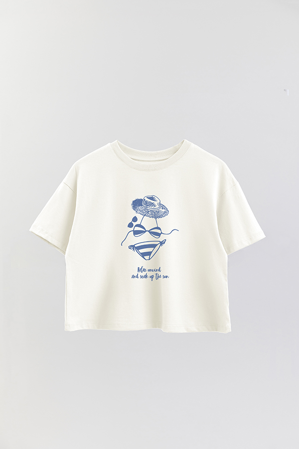 REMERA CROP ESTAMPADA BEACH RELAX UNWIND