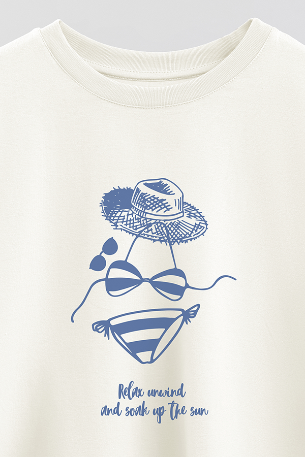 REMERA CROP ESTAMPADA BEACH RELAX UNWIND