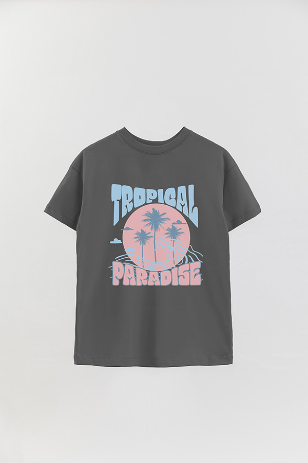 REMERA OVER ESTAMPADA TROPICAL PARADISE PASTEL