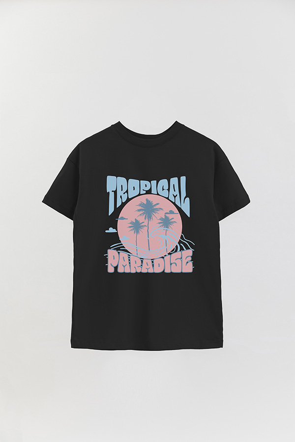 REMERA OVER ESTAMPADA TROPICAL PARADISE PASTEL