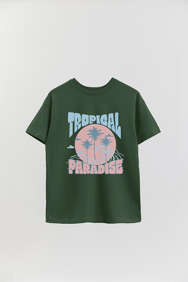 REMERA OVER ESTAMPADA TROPICAL PARADISE PASTEL