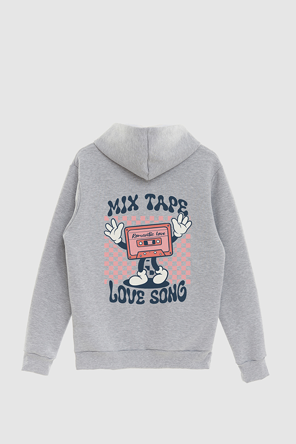 HOODIE ESTAMPADO CARTOON ILLUSTRATION MIX TAPE LOVE SONG