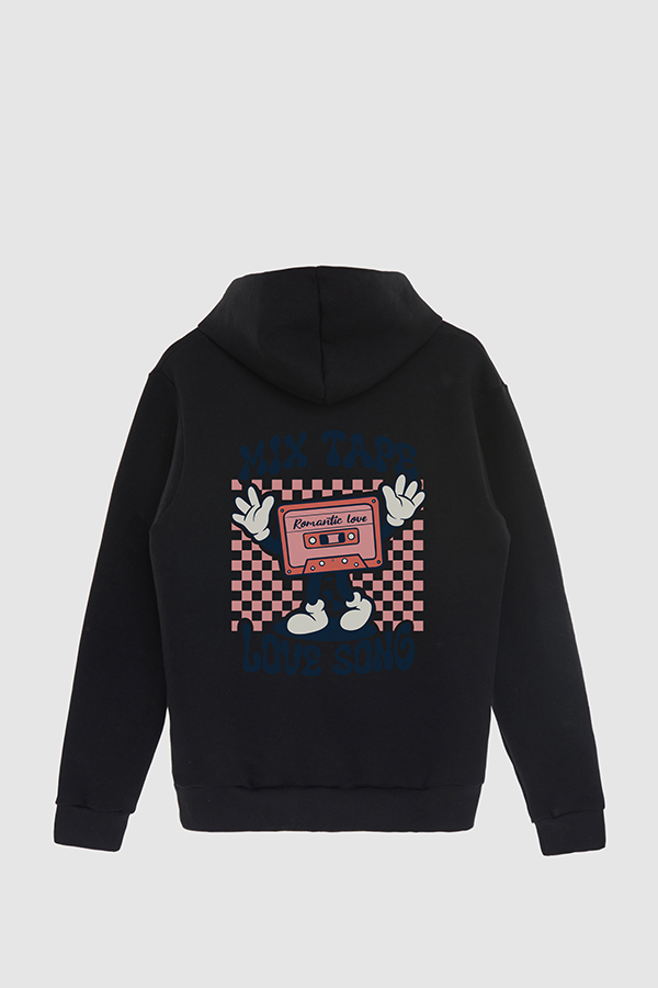 HOODIE ESTAMPADO CARTOON ILLUSTRATION MIX TAPE LOVE SONG