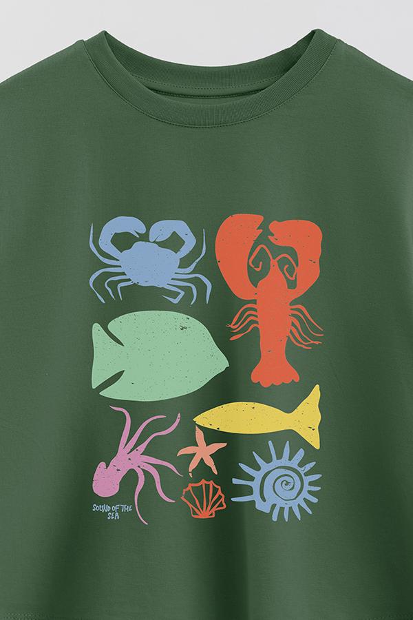 REMERA CROP ESTAMPADA SOUND OF THE SEA