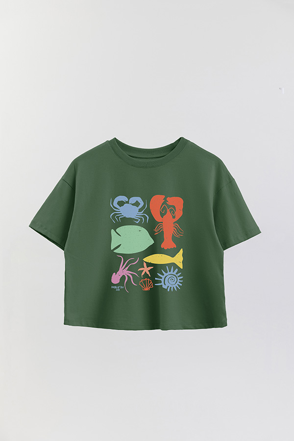 REMERA CROP ESTAMPADA SOUND OF THE SEA