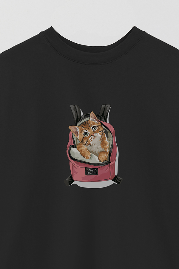 REMERA OVER ESTAMPADA CAT SAY CHEESE