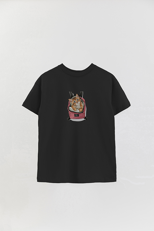 REMERA OVER ESTAMPADA CAT SAY CHEESE