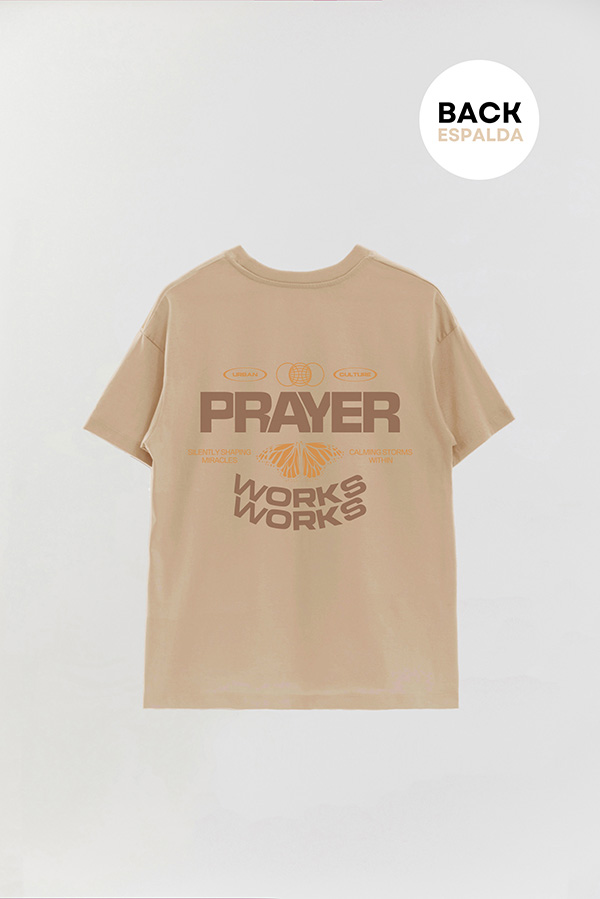 REMERA OVER ESTAMPADA UNISEX ESPALDA PRAYER WORKS