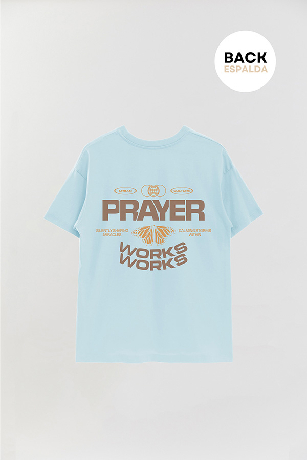 REMERA OVER ESTAMPADA UNISEX ESPALDA PRAYER WORKS