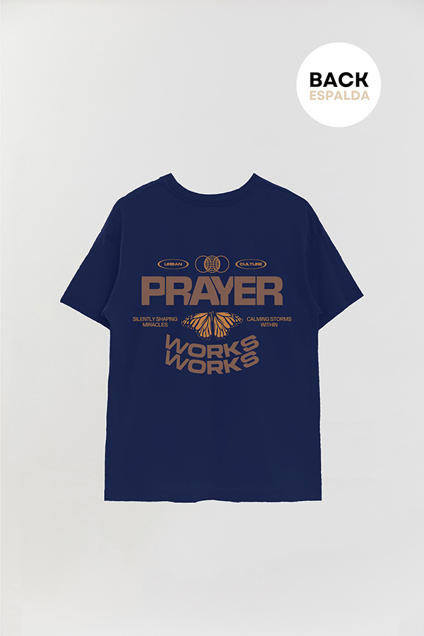 REMERA OVER ESTAMPADA UNISEX ESPALDA PRAYER WORKS