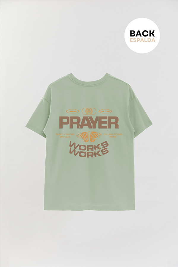 REMERA OVER ESTAMPADA UNISEX ESPALDA PRAYER WORKS