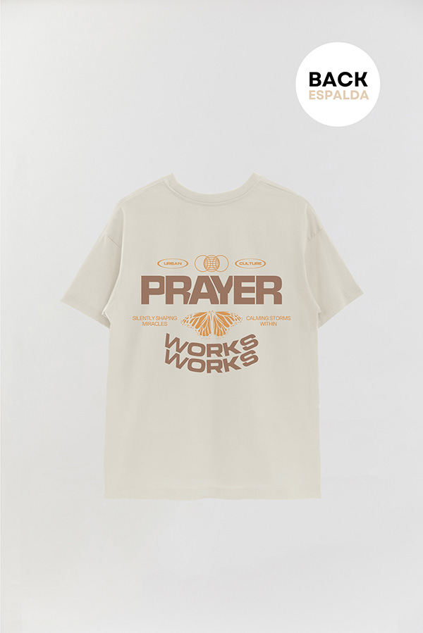 REMERA OVER ESTAMPADA UNISEX ESPALDA PRAYER WORKS