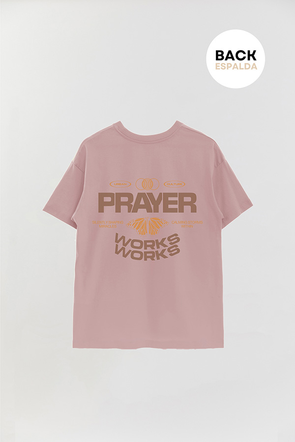 REMERA OVER ESTAMPADA UNISEX ESPALDA PRAYER WORKS