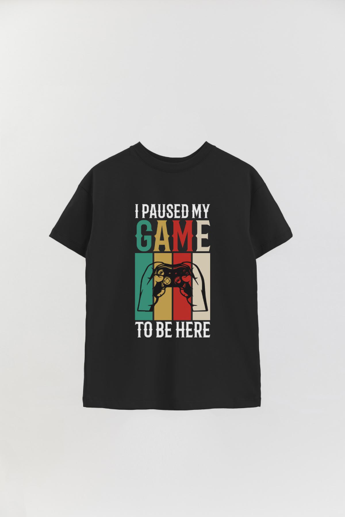 REMERA OVER ESTAMPADA GM I PAUSED MY GAME TO BE HERE