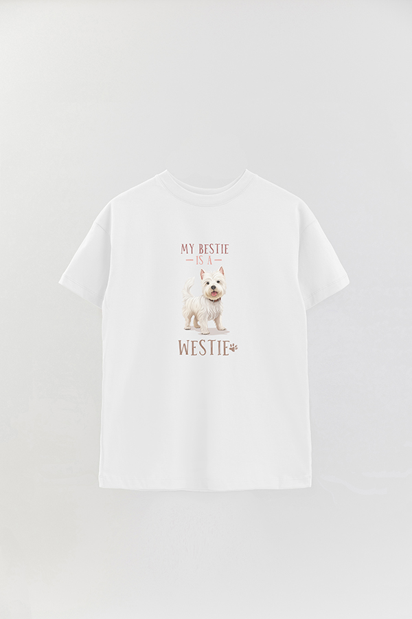 REMERA OVER ESTAMPADA DOG MY BESTIE IS A WESTIE