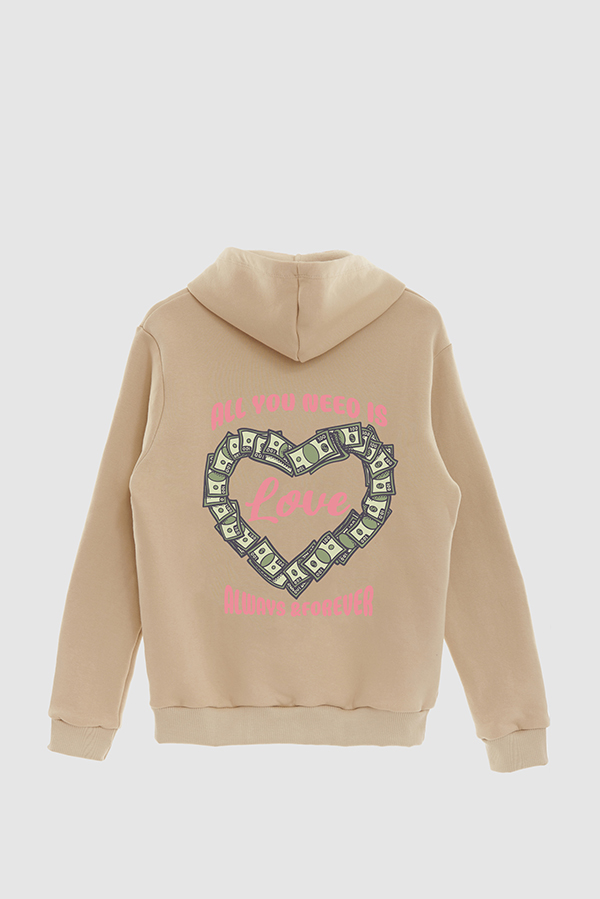 HOODIE ESTAMPADO CARTOON ILLUSTRATION ALL YOU NEED IS LOVE ALWAYS AND FOREVER