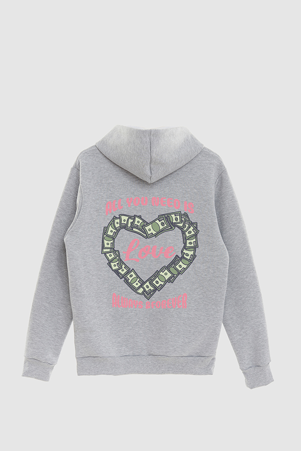 HOODIE ESTAMPADO CARTOON ILLUSTRATION ALL YOU NEED IS LOVE ALWAYS AND FOREVER