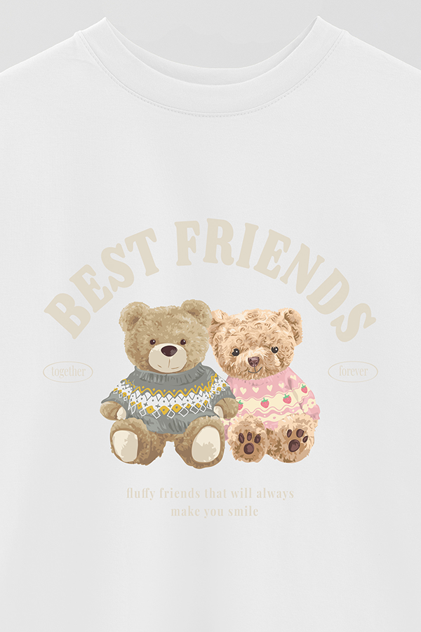 REMERA OVER ESTAMPADA UNISEX TEDDY BEST FRIENDS
