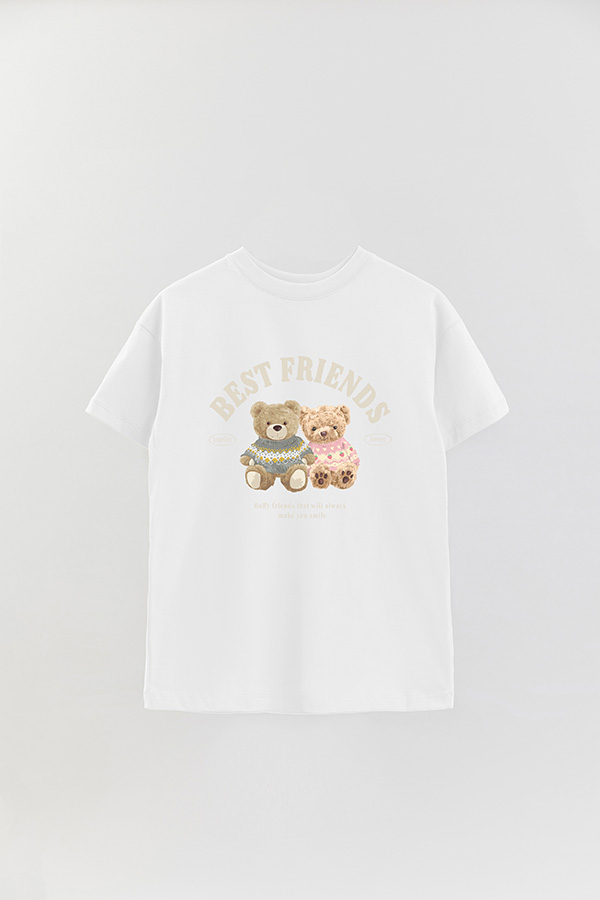 REMERA OVER ESTAMPADA UNISEX TEDDY BEST FRIENDS