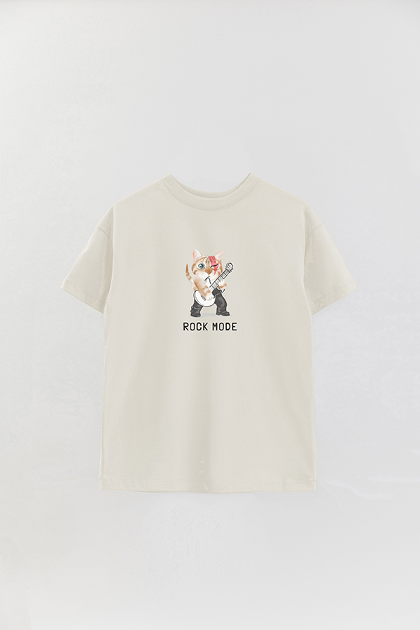 REMERA OVER ESTAMPADA CAT ROCK MODE