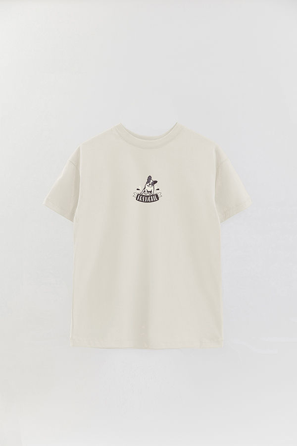 REMERA OVER ESTAMPADA DOG FRENCHIE PUPPY