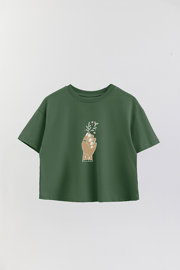 REMERA CROP ESTAMPADA HAND 1