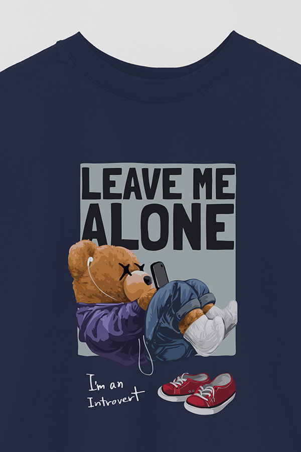 REMERA OVER ESTAMPADA UNISEX TEDDY LEAVE ME ALONE