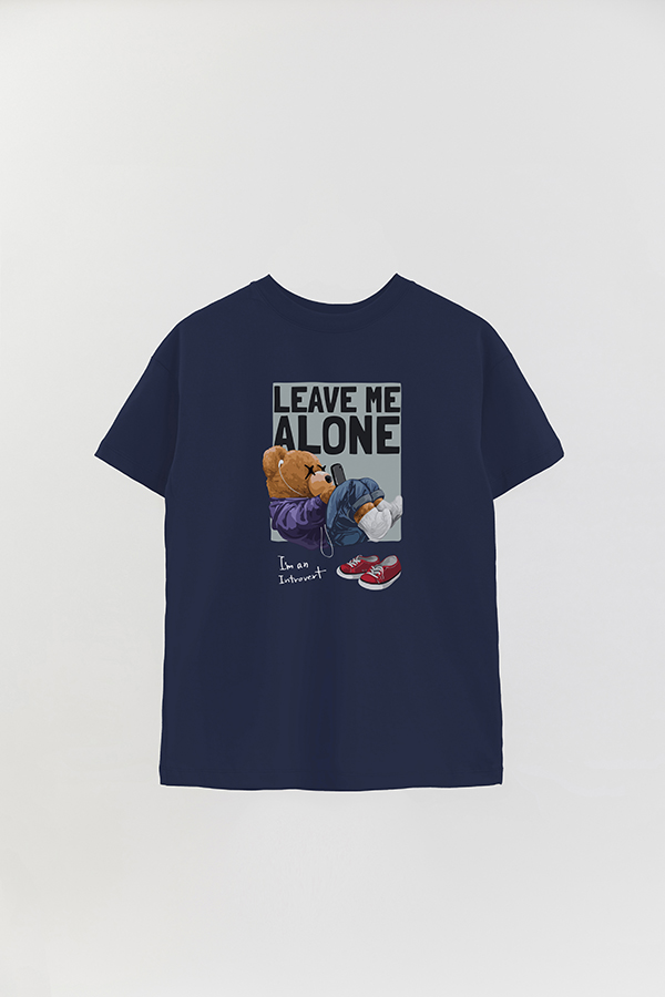 REMERA OVER ESTAMPADA UNISEX TEDDY LEAVE ME ALONE
