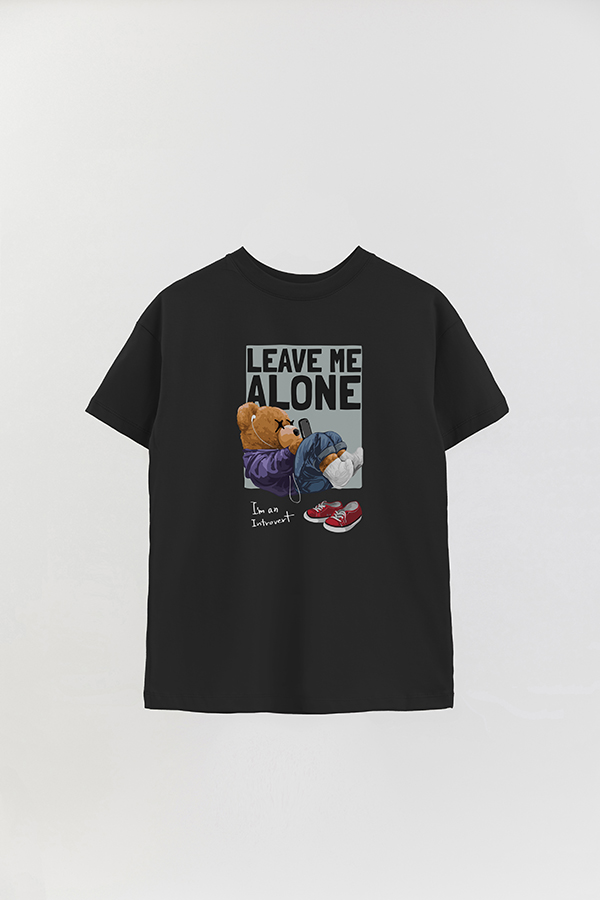 REMERA OVER ESTAMPADA UNISEX TEDDY LEAVE ME ALONE
