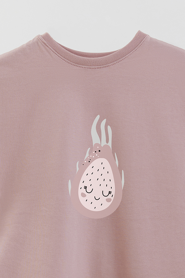 REMERA BASIC GIRL CUTE FRUITS DRAGON FRUIT