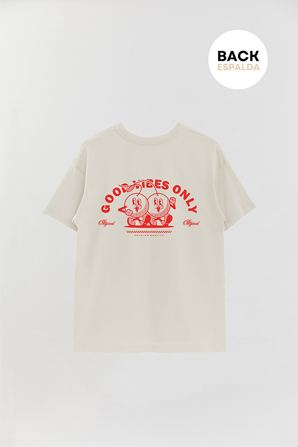 REMERA OVER FB CARTOON GOOD VIBES ONLY