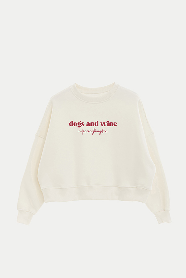 BUZO CROP ESTAMPADO MNM DOGS AND WINE