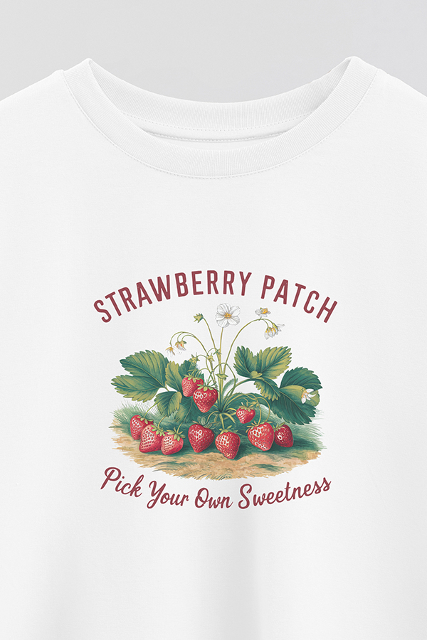 REMERA CROP ESTAMPADA HARVEST STRAWBERRY PATCH