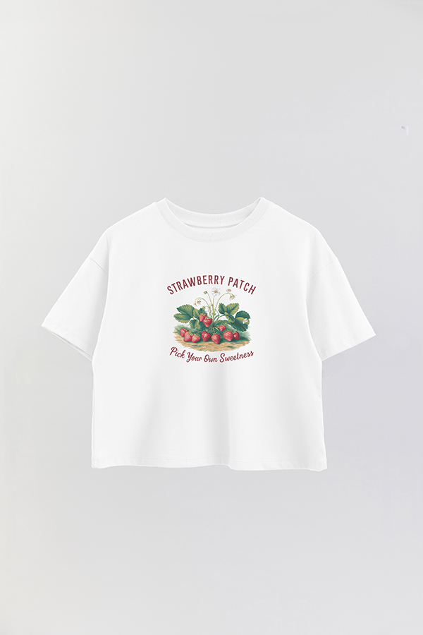 REMERA CROP ESTAMPADA HARVEST STRAWBERRY PATCH