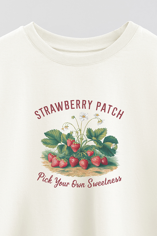 REMERA CROP ESTAMPADA HARVEST STRAWBERRY PATCH