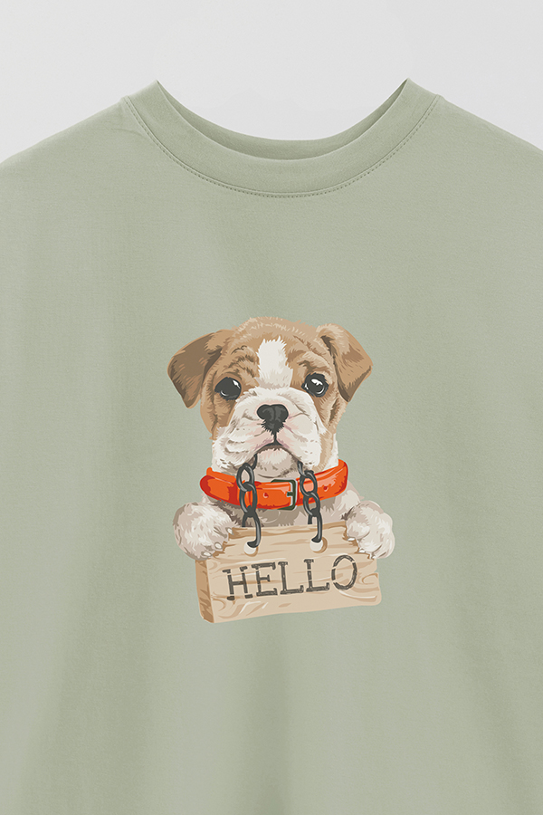 REMERA OVER ESTAMPADA DOG HELLO