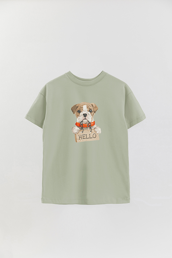 REMERA OVER ESTAMPADA DOG HELLO