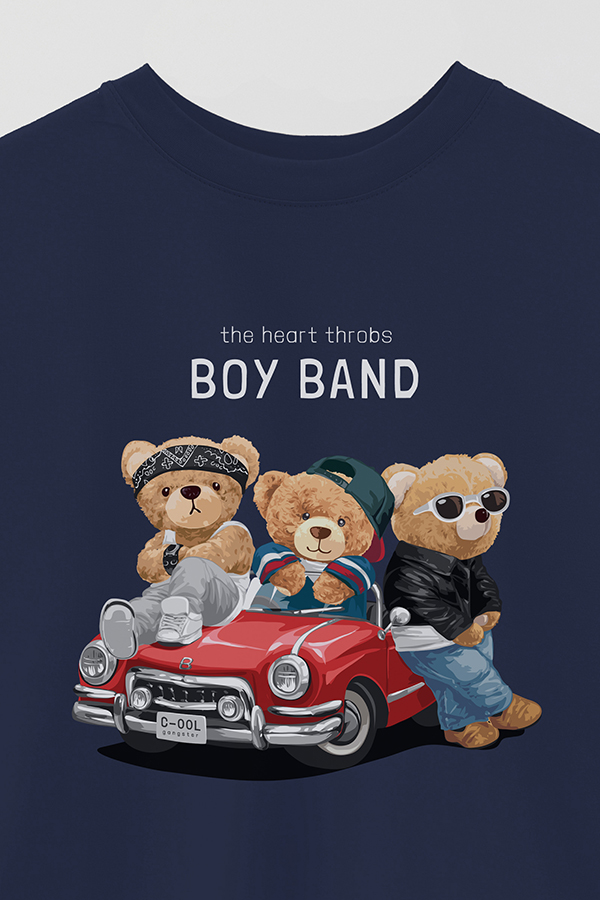 REMERA OVER ESTAMPADA UNISEX TEDDY BOY BAND