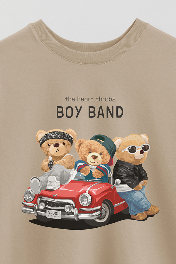 REMERA OVER ESTAMPADA UNISEX TEDDY BOY BAND