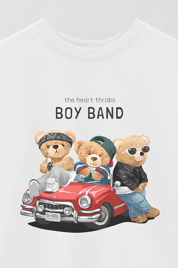REMERA OVER ESTAMPADA UNISEX TEDDY BOY BAND