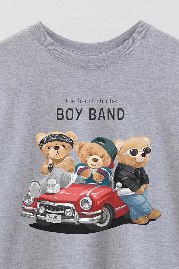 REMERA OVER ESTAMPADA UNISEX TEDDY BOY BAND