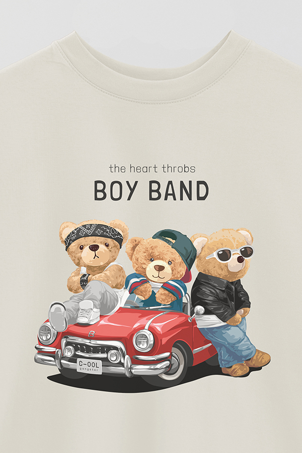 REMERA OVER ESTAMPADA UNISEX TEDDY BOY BAND