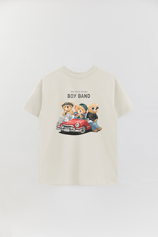 REMERA OVER ESTAMPADA UNISEX TEDDY BOY BAND