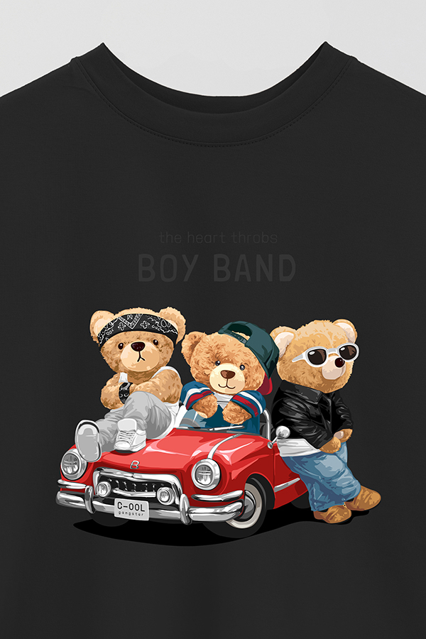 REMERA OVER ESTAMPADA UNISEX TEDDY BOY BAND