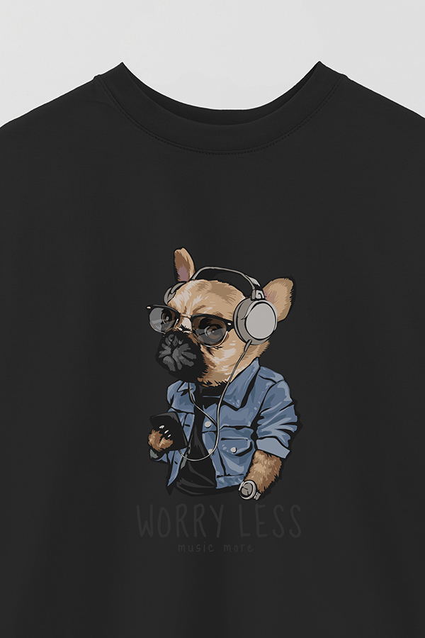REMERA OVER ESTAMPADA DOG WORRY LESS
